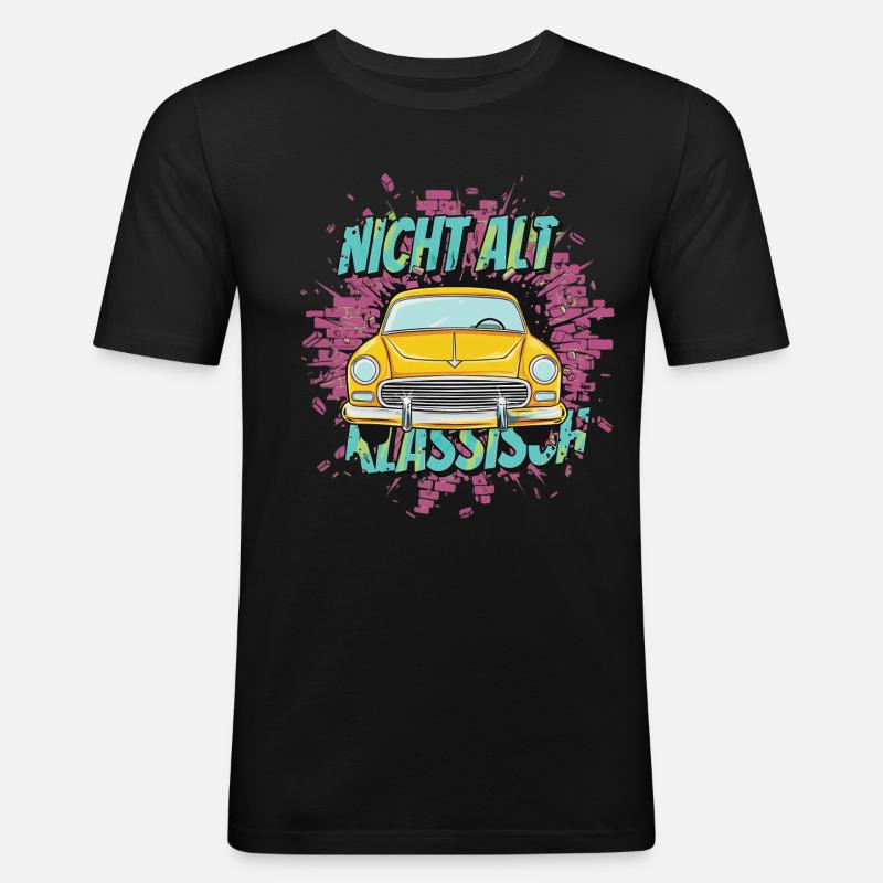 Oldtimer Auto – Nicht Alt Klassisch - Männer Slim Fit T-Shirt - Schwarz