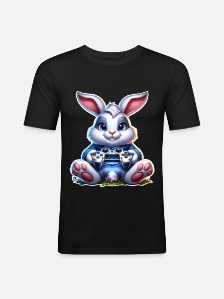 Easter Bunny Gaming Gamer - Men's Slim Fit T-Shirt - black