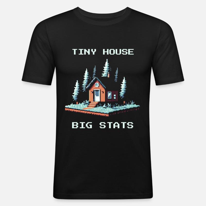Tiny House, große Werte | Minimalismus - Männer Slim Fit T-Shirt - Schwarz