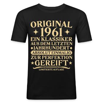 Original 1961 Classic Last Century - Men's Slim Fit T-Shirt - black - Front - Nik (191cm)