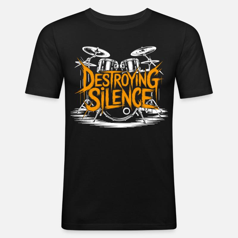Schlagzeuger Drumset Design - Männer Slim Fit T-Shirt - Schwarz