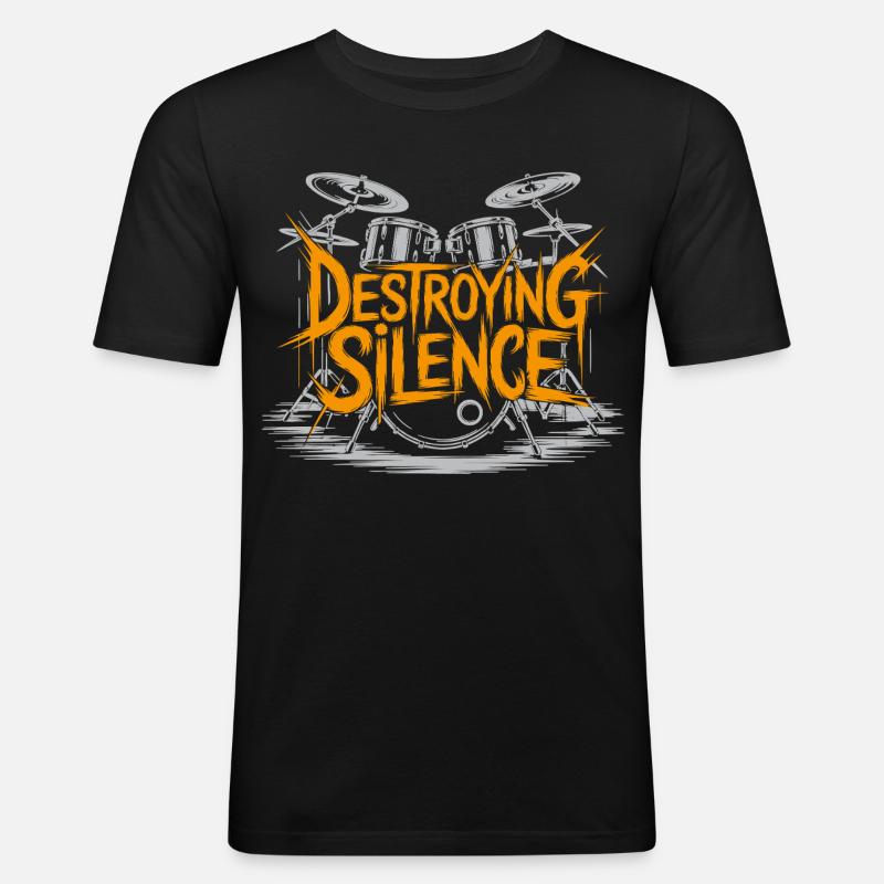 Schlagzeuger Drumset Design - Männer Slim Fit T-Shirt - Schwarz