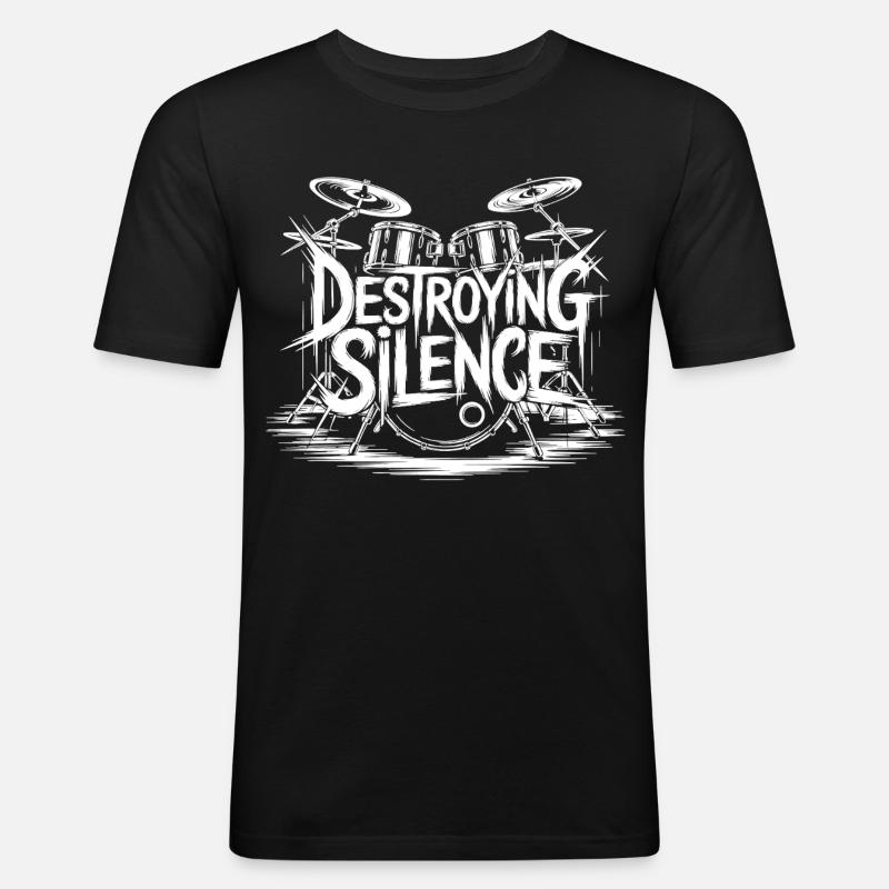 Schlagzeuger Drumset Design - Männer Slim Fit T-Shirt - Schwarz