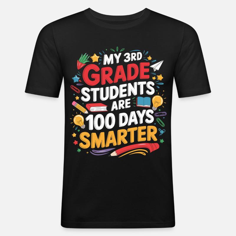Third Class: 100 Days Smarter - Men's Slim Fit T-Shirt - black
