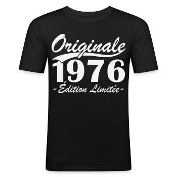 Original retro fødselsdagsgave fra 1976 - Herre Slim Fit T-Shirt - sort - Foran - Nik (191cm)