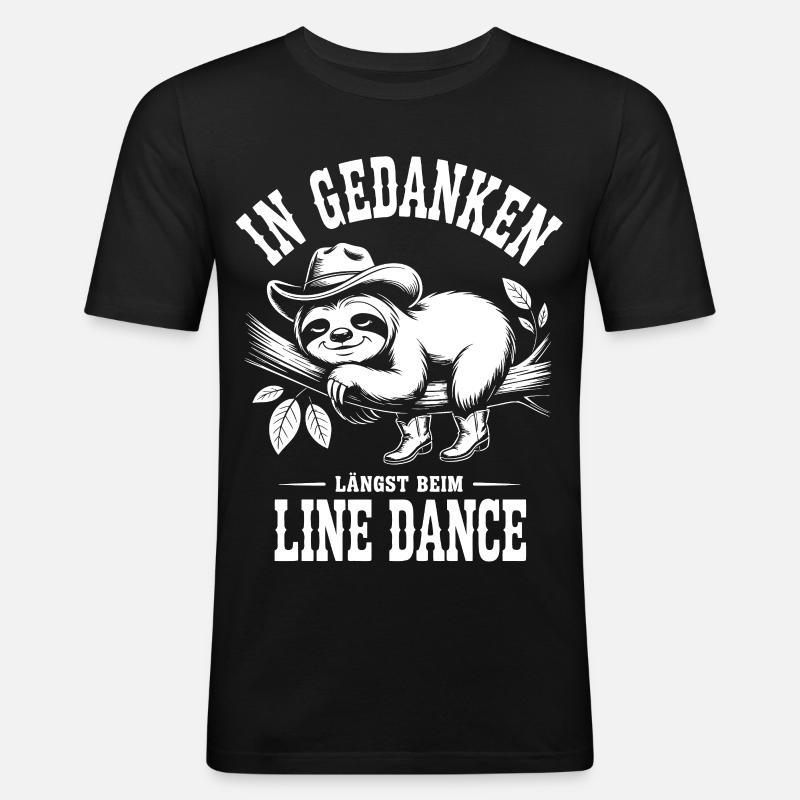 Sloth Line Dance Thoughts - Men's Slim Fit T-Shirt - black