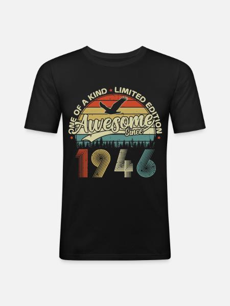 1946 Vintage Vintage Retro Birthday Gift - Men's Slim Fit T-Shirt - black