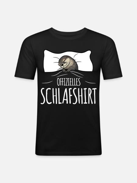 Otter Sleep Shirt white - Men's Slim Fit T-Shirt - black