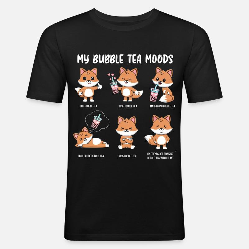 Fox Bubble Tea Meme - Men's Slim Fit T-Shirt - black