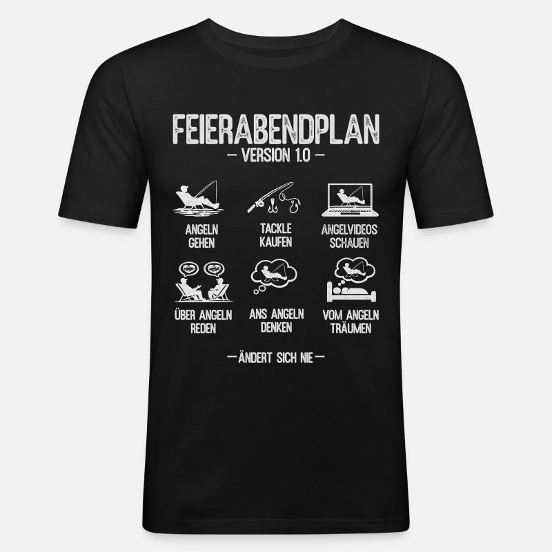 Angeln Geschenk Mann Angler Feierabendplan - Männer Slim Fit T-Shirt - Schwarz