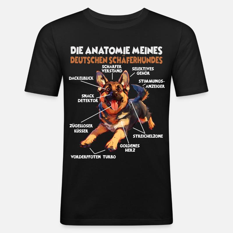 Schäferhund Gassi T Hundehalter Schäferhund - Männer Slim Fit T-Shirt - Schwarz