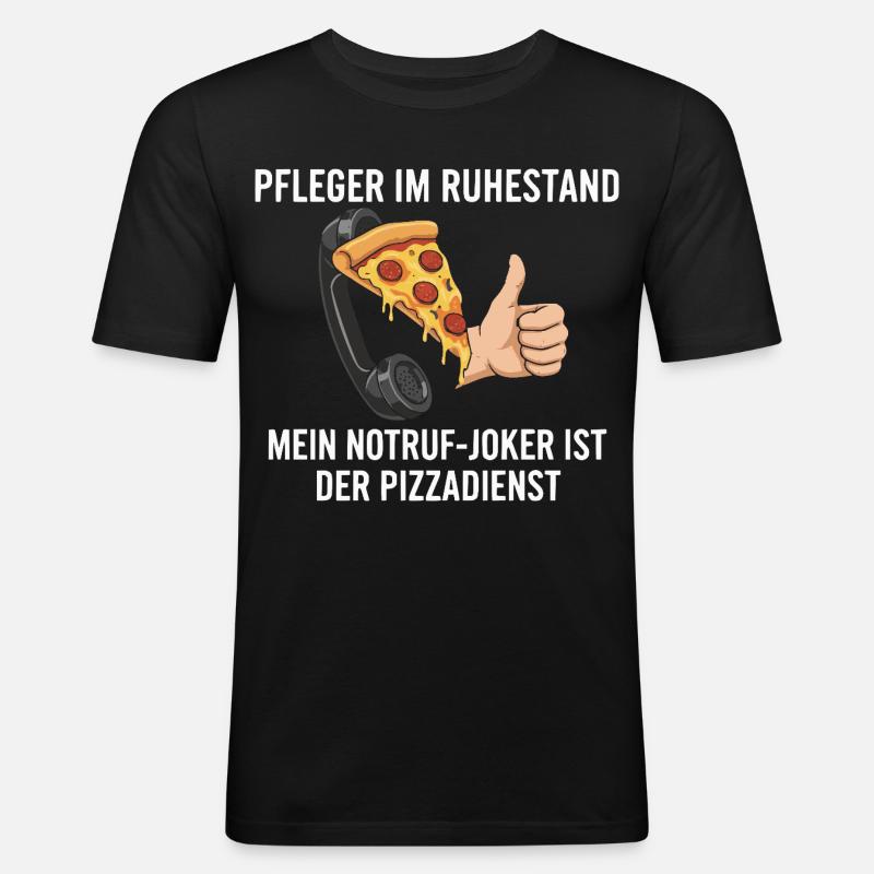 Rentner Notruf Pizzadienst - Männer Slim Fit T-Shirt - Schwarz