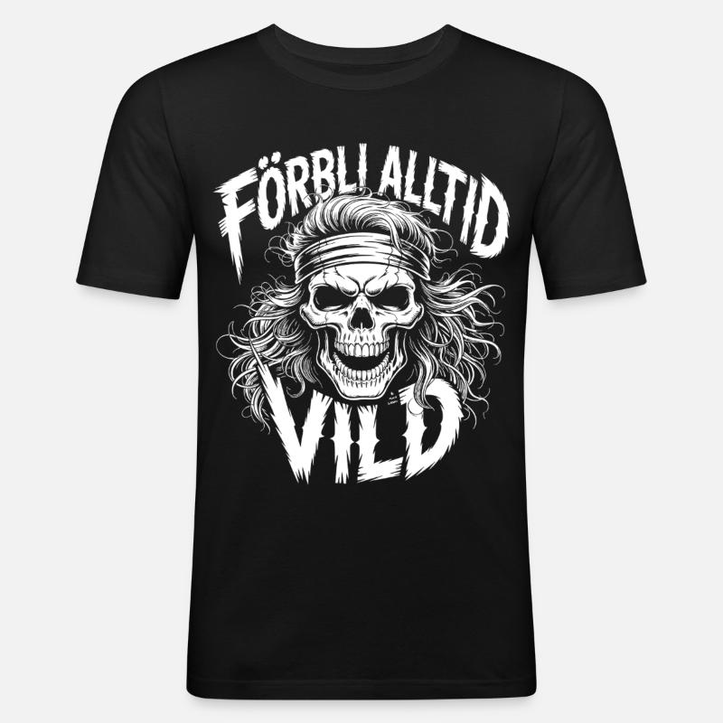 Vild Side-kranium - Herre Slim Fit T-Shirt - sort