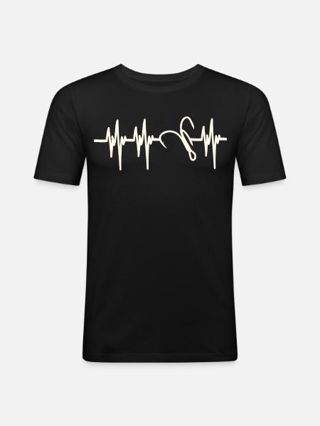 Heartbeat Fish Hook - Men's Slim Fit T-Shirt - black