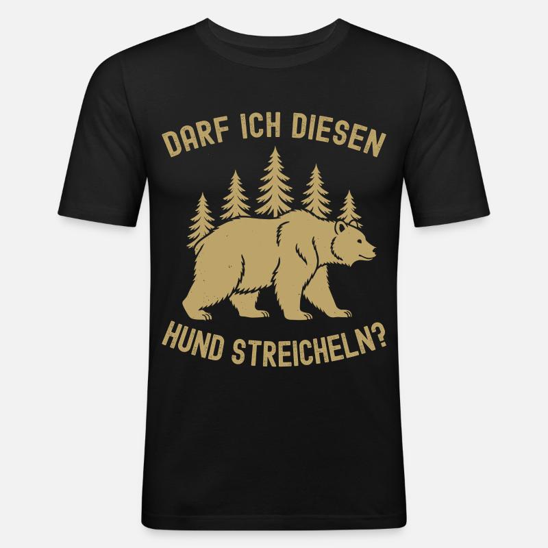 Wandern, Wanderung, Wanderer, Bär Meme - Männer Slim Fit T-Shirt - Schwarz