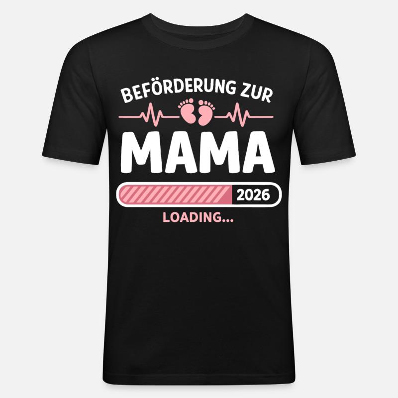 Mama 2026 Loading Beförderung Geschenk - Männer Slim Fit T-Shirt - Schwarz