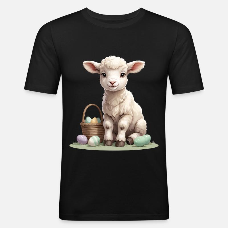 Pastel lamb with Easter eggs - Men's Slim Fit T-Shirt - black
