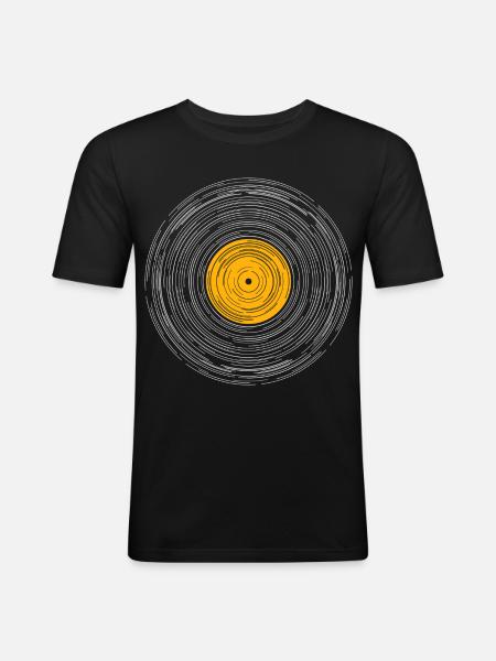 Vinyl Album Line Work - Men's Slim Fit T-Shirt - black