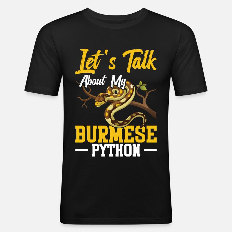 Burmesischer Python-Besitzer Schlangenterrarium Hide Python - Männer Slim Fit T-Shirt - Schwarz