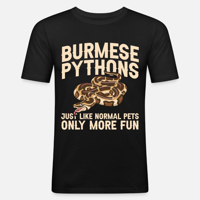 Burmesische Python liefert Schlangenliebhaber-Reptilienpfleger - Männer Slim Fit T-Shirt - Schwarz