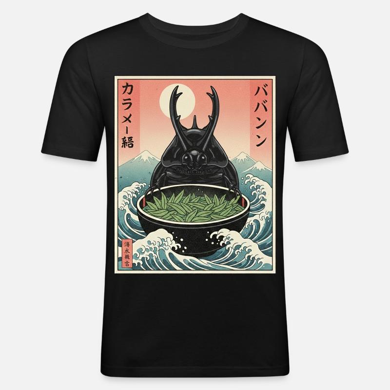 Kawaii Mistkäfer - Männer Slim Fit T-Shirt - Schwarz