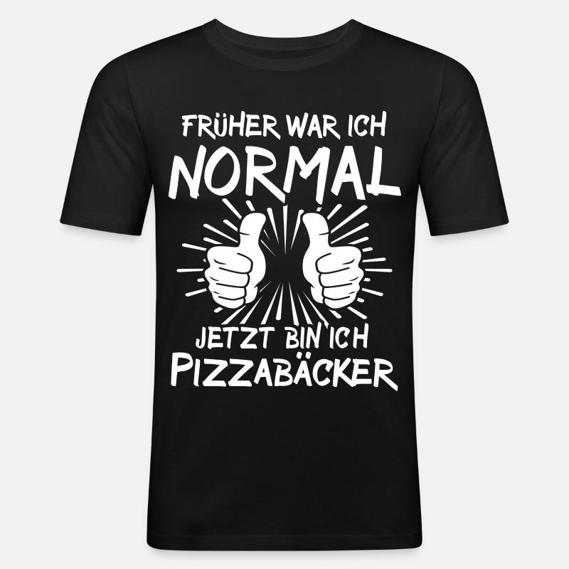 Pizzabäcker - Männer Slim Fit T-Shirt - Schwarz