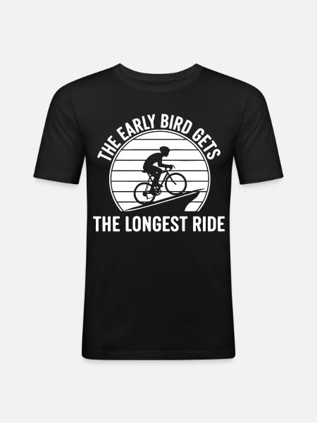Frühaufsteher Rennradfahrer - Männer Slim Fit T-Shirt - Schwarz