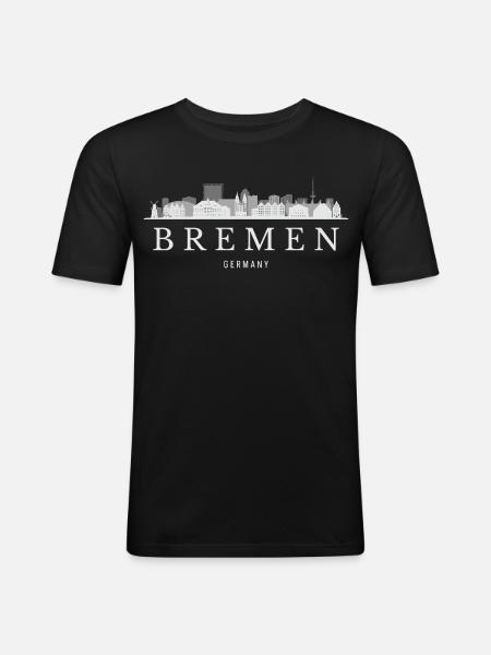 Bremen Skyline, Bremen Germany - Men's Slim Fit T-Shirt - black