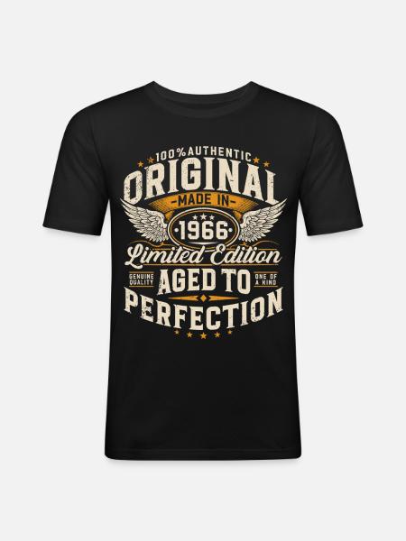 Cadeau d’anniversaire original de 1966 - T-shirt près du corps Homme - noir