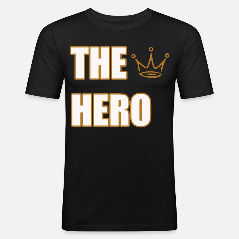 THE HERO – Bold & Powerful Statement Design - Männer Slim Fit T-Shirt - Schwarz