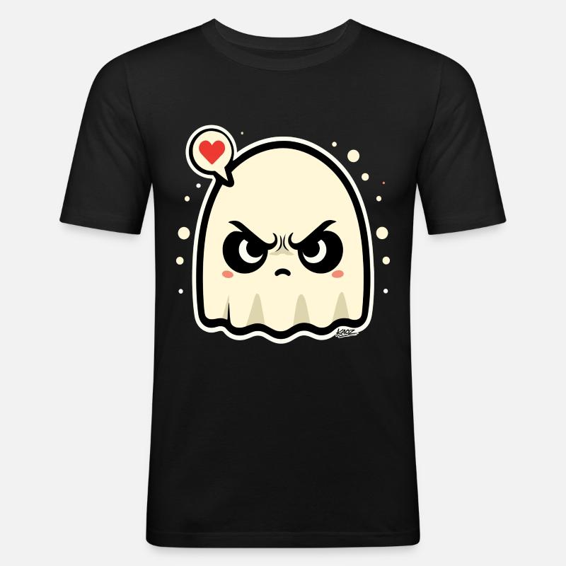 Wütender Geist mit Herz Sprechblase - Männer Slim Fit T-Shirt - Schwarz