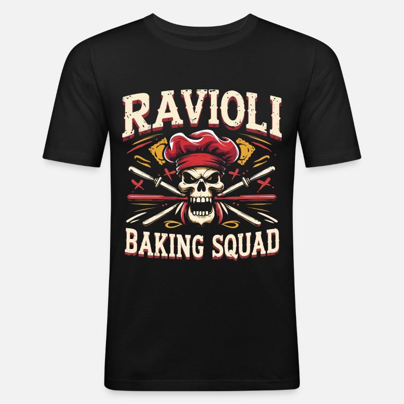 Ravioli Baking Squad - Männer Slim Fit T-Shirt - Schwarz