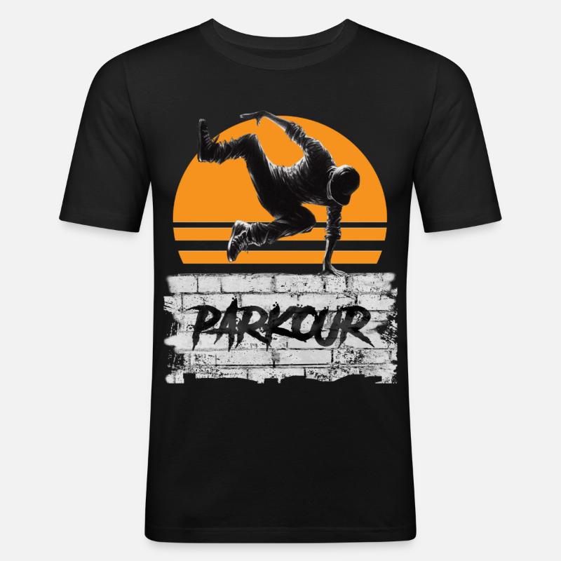 Parkour - Männer Slim Fit T-Shirt - Schwarz
