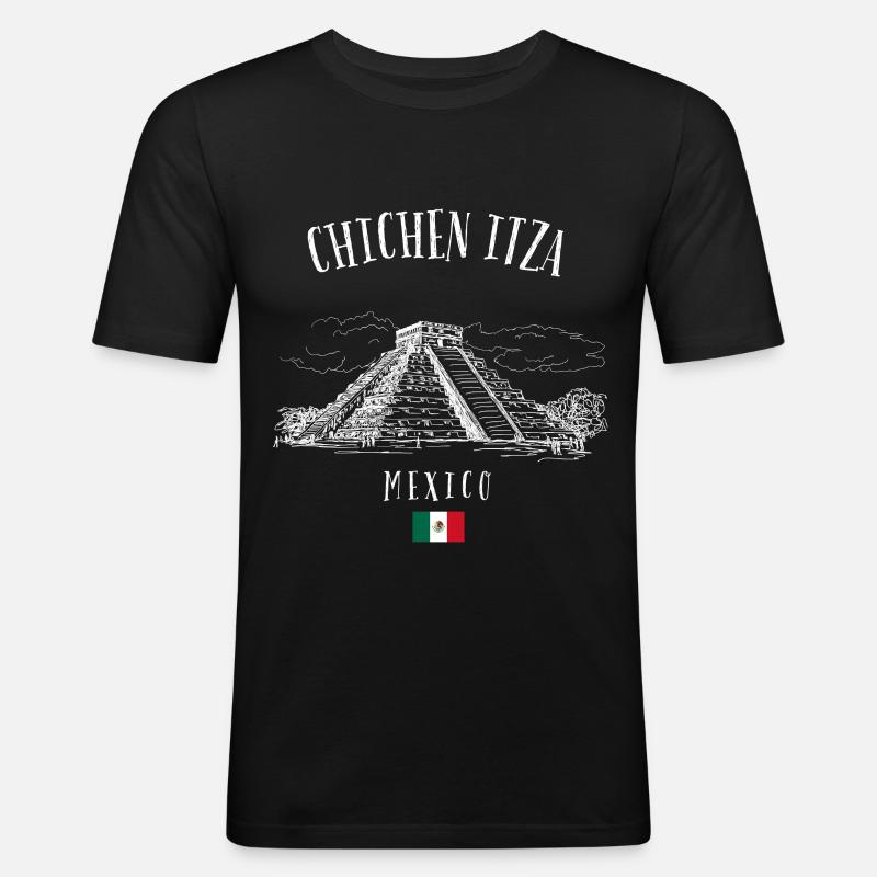 Pyramide de Chichen Itza, Mexique - T-shirt près du corps Homme - noir