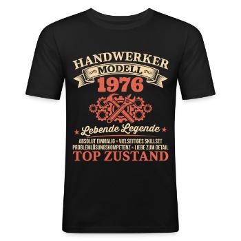 50. Geburtstag Handwerker Vintage 1976 Jahrgang - Männer Slim Fit T-Shirt - Schwarz - Vorne - Nik (191cm)