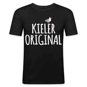Kiel Original - Men's Slim Fit T-Shirt - black - Front - Nik (191cm)