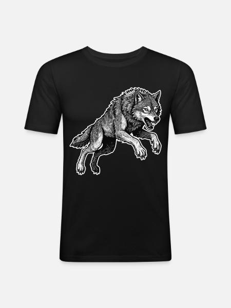 Wild Wolf Race Maskottchen Alpha Wolf - Männer Slim Fit T-Shirt - Schwarz