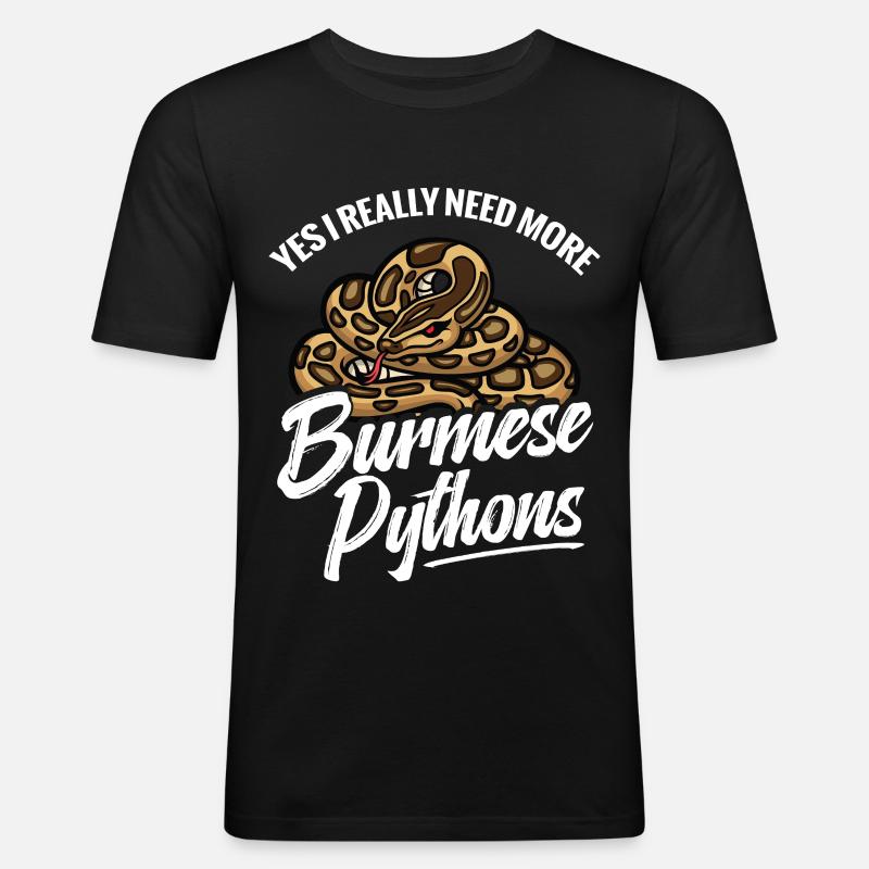 Python-Liebhaber Schlangen-Mama Terrarium-Reptilien-Papa - Männer Slim Fit T-Shirt - Schwarz