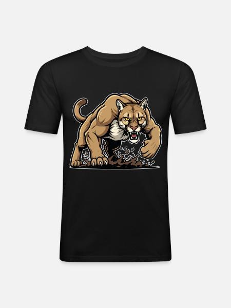 Cougar Mountain Lion Wild Mascot - Men's Slim Fit T-Shirt - black