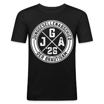 The Groom Bachelor Party 2026 Bachelor Party - Men's Slim Fit T-Shirt - black - Front - Nik (191cm)