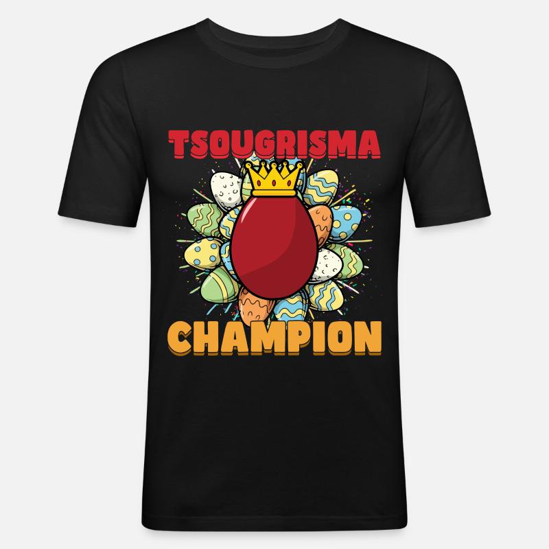 Tsougrisma Champion Gresk Påske - Slim Fit T-skjorte for menn - svart