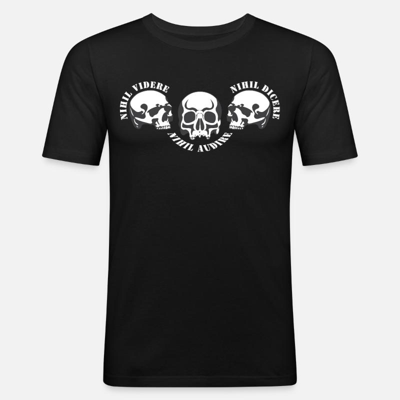 Drei Schädel – Schädel-Trio - Männer Slim Fit T-Shirt - Schwarz