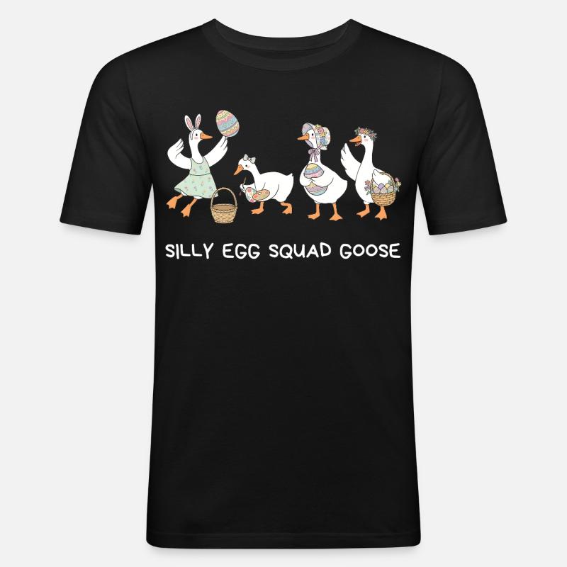 Silly Egg Squad Goose Ostern - Männer Slim Fit T-Shirt - Schwarz