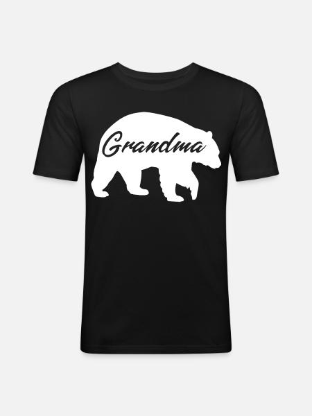 Grandma Bear süßes Geschenkhemd - Männer Slim Fit T-Shirt - Schwarz