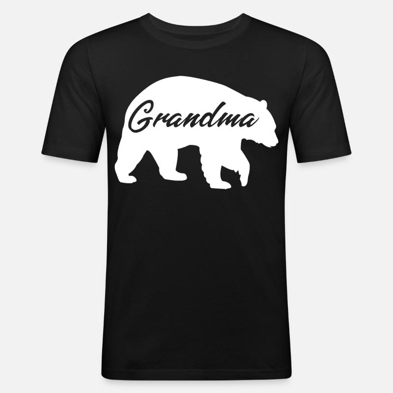 Grandma Bear süßes Geschenkhemd - Männer Slim Fit T-Shirt - Schwarz