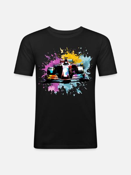 Splash Art coloré Rush Course Car Driver Racing Racing - T-shirt près du corps Homme - noir
