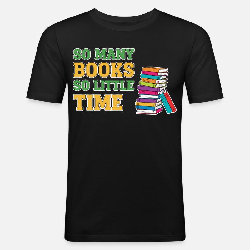 Bücherwurm Lesen Buch - Männer Slim Fit T-Shirt - Schwarz