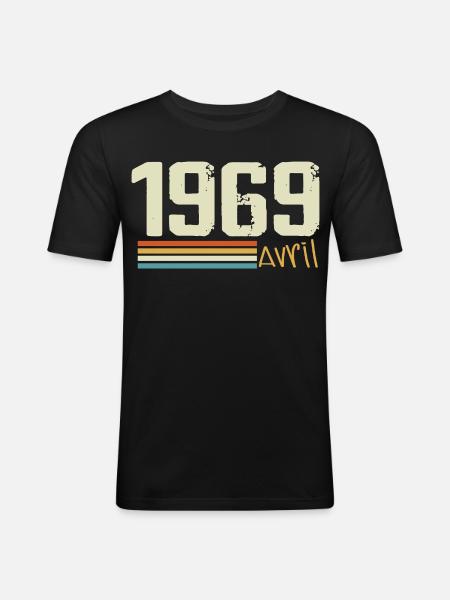 Né en avril 1969 - T-shirt près du corps Homme - noir