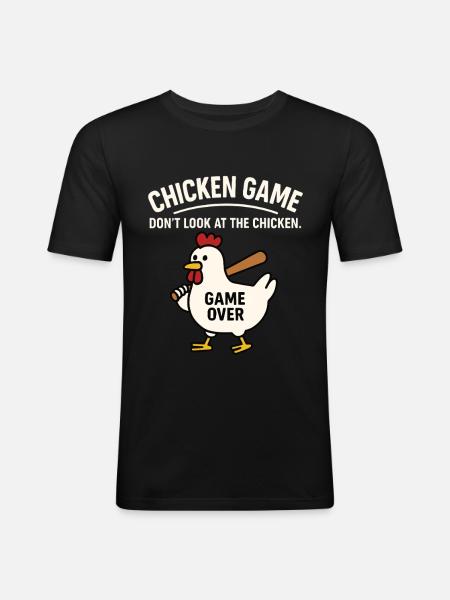 Chicken Game – Game Over Sjov Kylling - Herre Slim Fit T-Shirt - sort