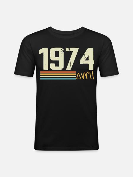 Born in April 1974 - Men's Slim Fit T-Shirt - black